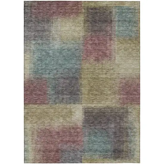 Beige Mauve And Brown Abstract Washable Indoor Outdoor Area Rug Photo 1