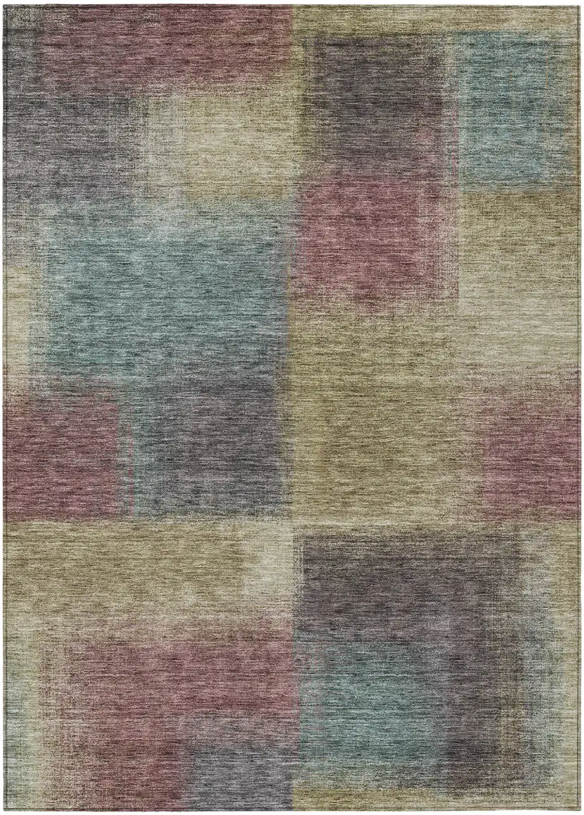 Beige Mauve And Brown Abstract Washable Indoor Outdoor Area Rug Photo 1