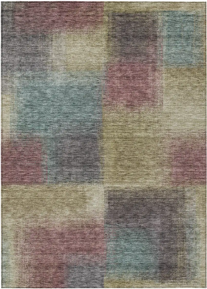 Beige Mauve And Brown Abstract Washable Indoor Outdoor Area Rug Photo 1