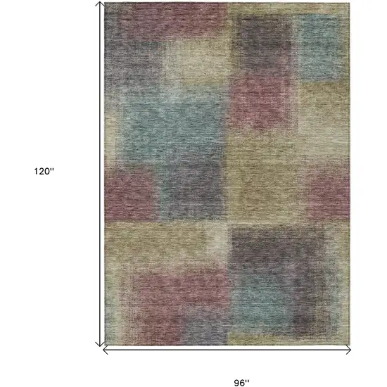 Beige Mauve And Brown Abstract Washable Indoor Outdoor Area Rug Photo 7