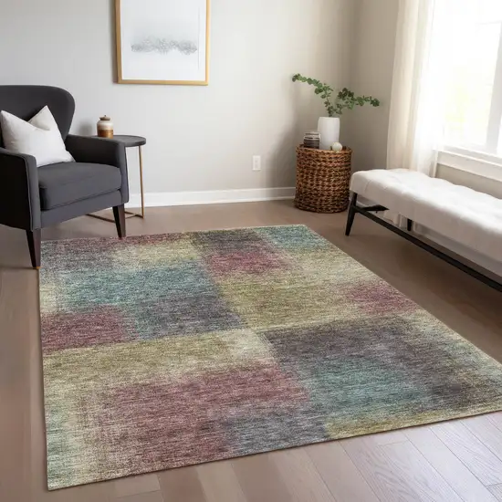Beige Mauve And Brown Abstract Washable Indoor Outdoor Area Rug Photo 8