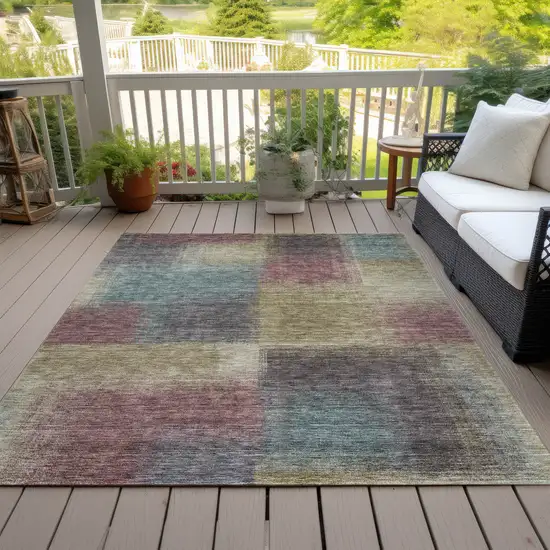 Beige Mauve And Brown Abstract Washable Indoor Outdoor Area Rug Photo 6