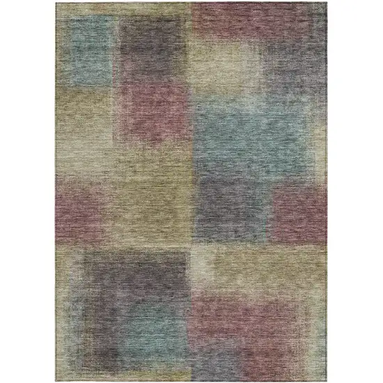 Beige Mauve And Brown Abstract Washable Indoor Outdoor Area Rug Photo 5
