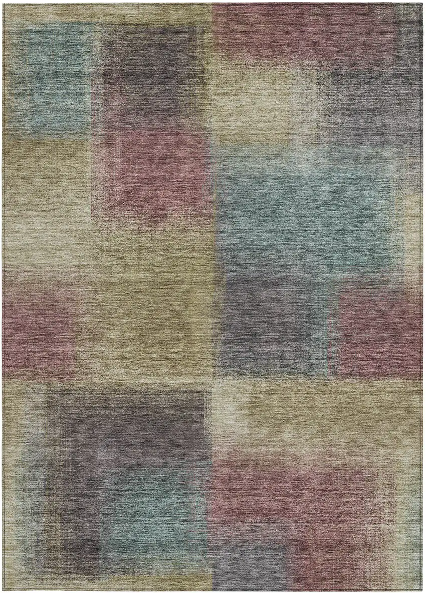Beige Mauve And Brown Abstract Washable Indoor Outdoor Area Rug Photo 5