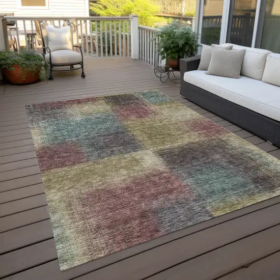 Beige Mauve And Brown Abstract Washable Indoor Outdoor Area Rug Photo 9