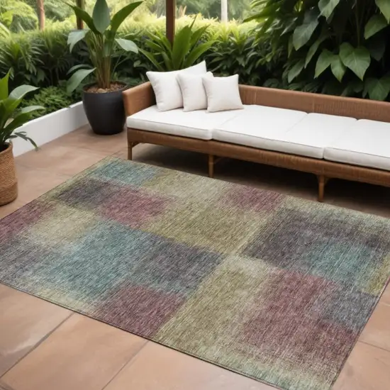 Beige Mauve And Brown Abstract Washable Indoor Outdoor Area Rug Photo 1