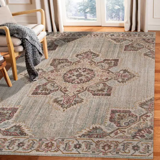 Beige Rust And Teal Medallion Area Rug Photo 7