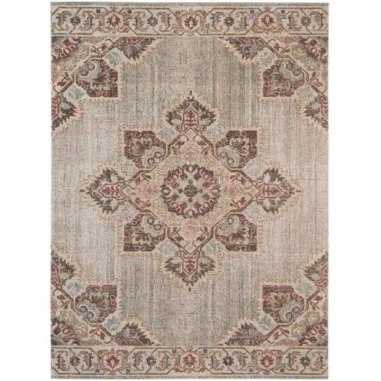 Beige Rust And Teal Medallion Area Rug Photo 2