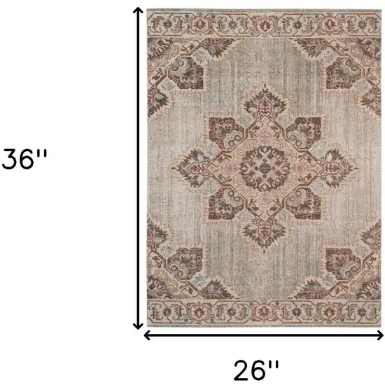 Beige Rust And Teal Medallion Area Rug Photo 3