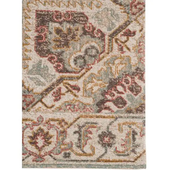 Beige Rust And Teal Medallion Area Rug Photo 4