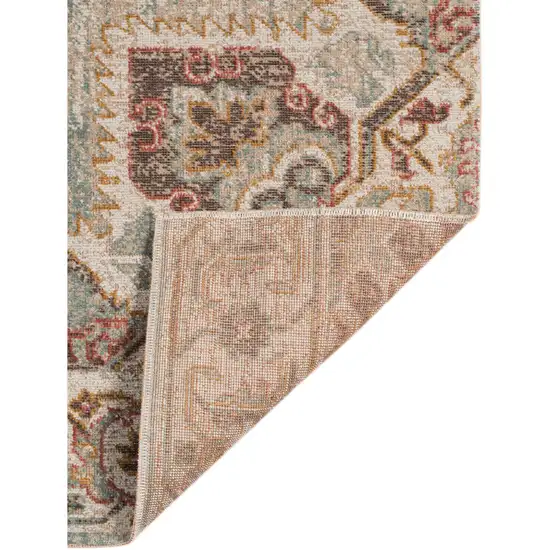 Beige Rust And Teal Medallion Area Rug Photo 5