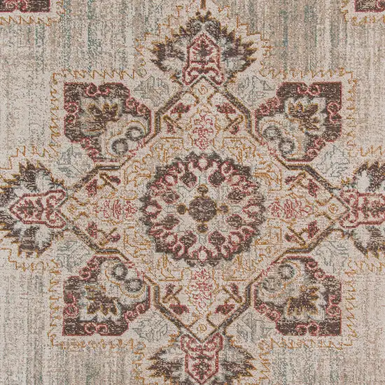 Beige Rust And Teal Medallion Area Rug Photo 6