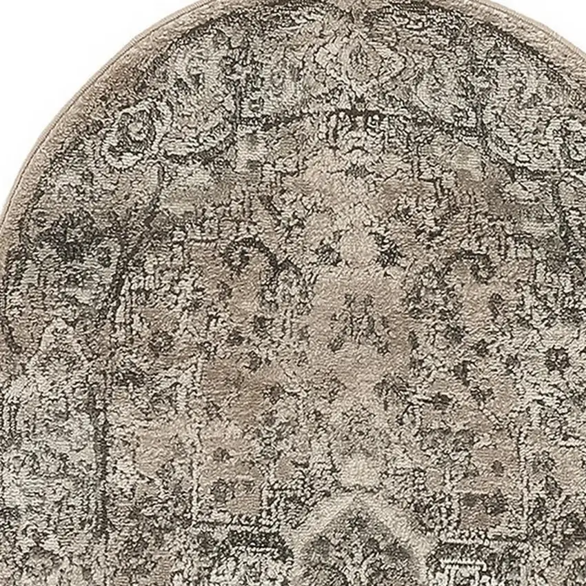 Beige Medallion Power Loom Area Rug Photo 1