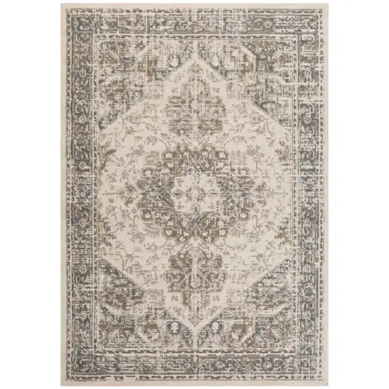 Gray And Beige Medallion Area Rug Photo 2