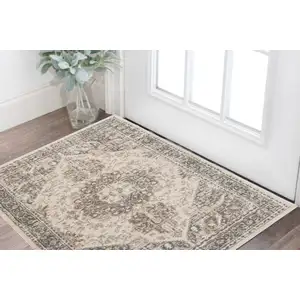 Photo of Beige Medallion Power Loom Area Rug
