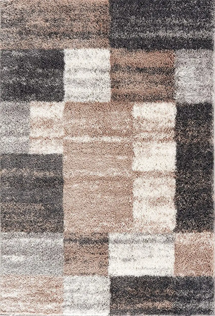 Beige Modern Blocks Area Rug Photo 1