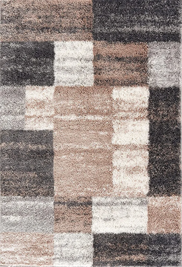 Beige Modern Blocks Area Rug Photo 1