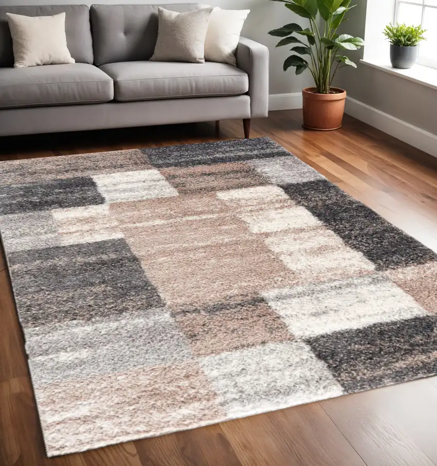 Beige Modern Blocks Area Rug Photo 1