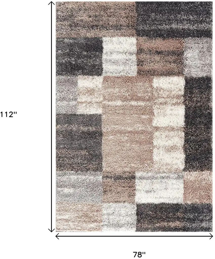 Beige Modern Blocks Area Rug Photo 3
