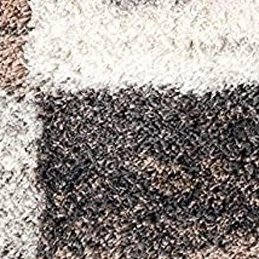 Beige and Ivory Patchwork Shag Area Rug Photo 6