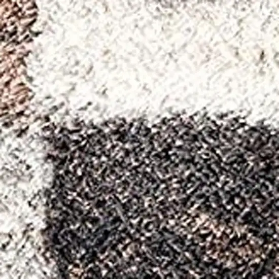 Beige and Ivory Patchwork Shag Area Rug Photo 5