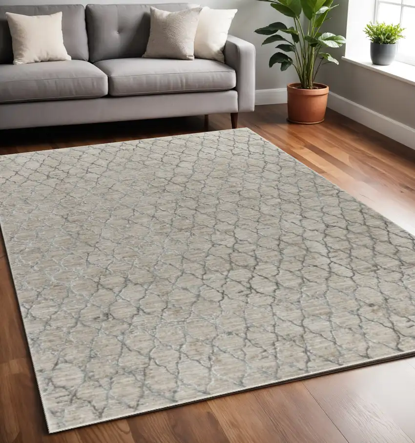 Beige Moroccan Stain Resistant Area Rug Photo 1