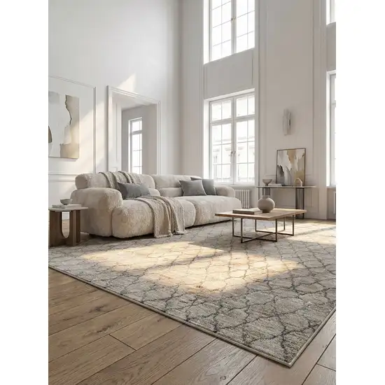 Beige Moroccan Stain Resistant Area Rug Photo 6