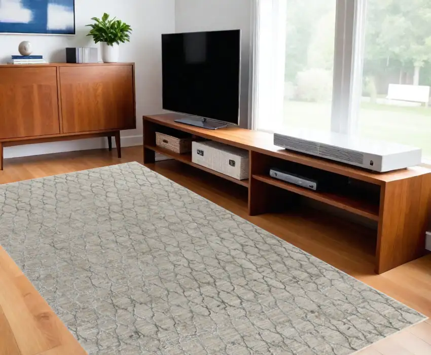 Beige Moroccan Stain Resistant Area Rug Photo 1