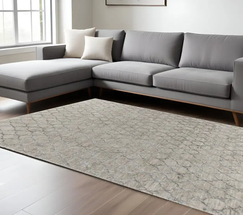 Beige Moroccan Stain Resistant Area Rug Photo 1