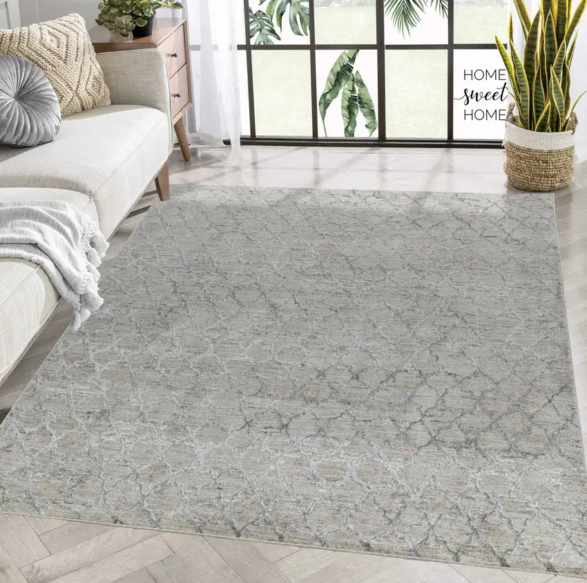 Beige Moroccan Stain Resistant Area Rug Photo 8