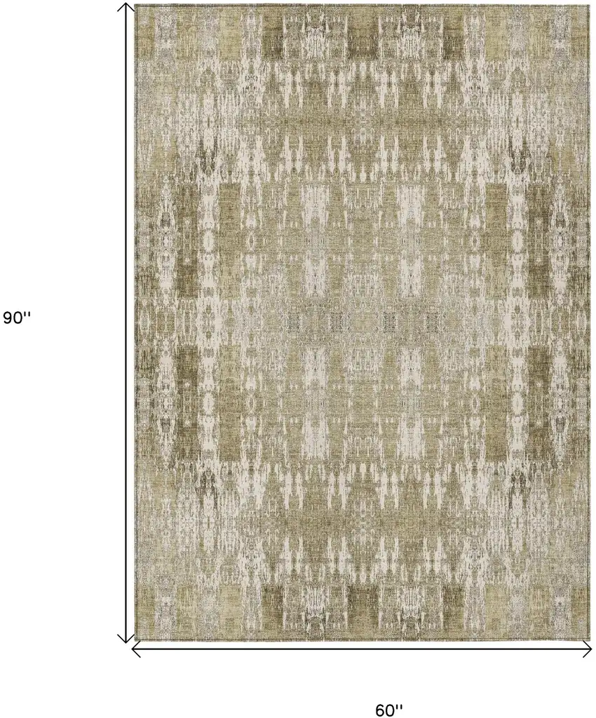 Beige Moroccan Washable Non Skid Indoor Outdoor Area Rug Photo 3