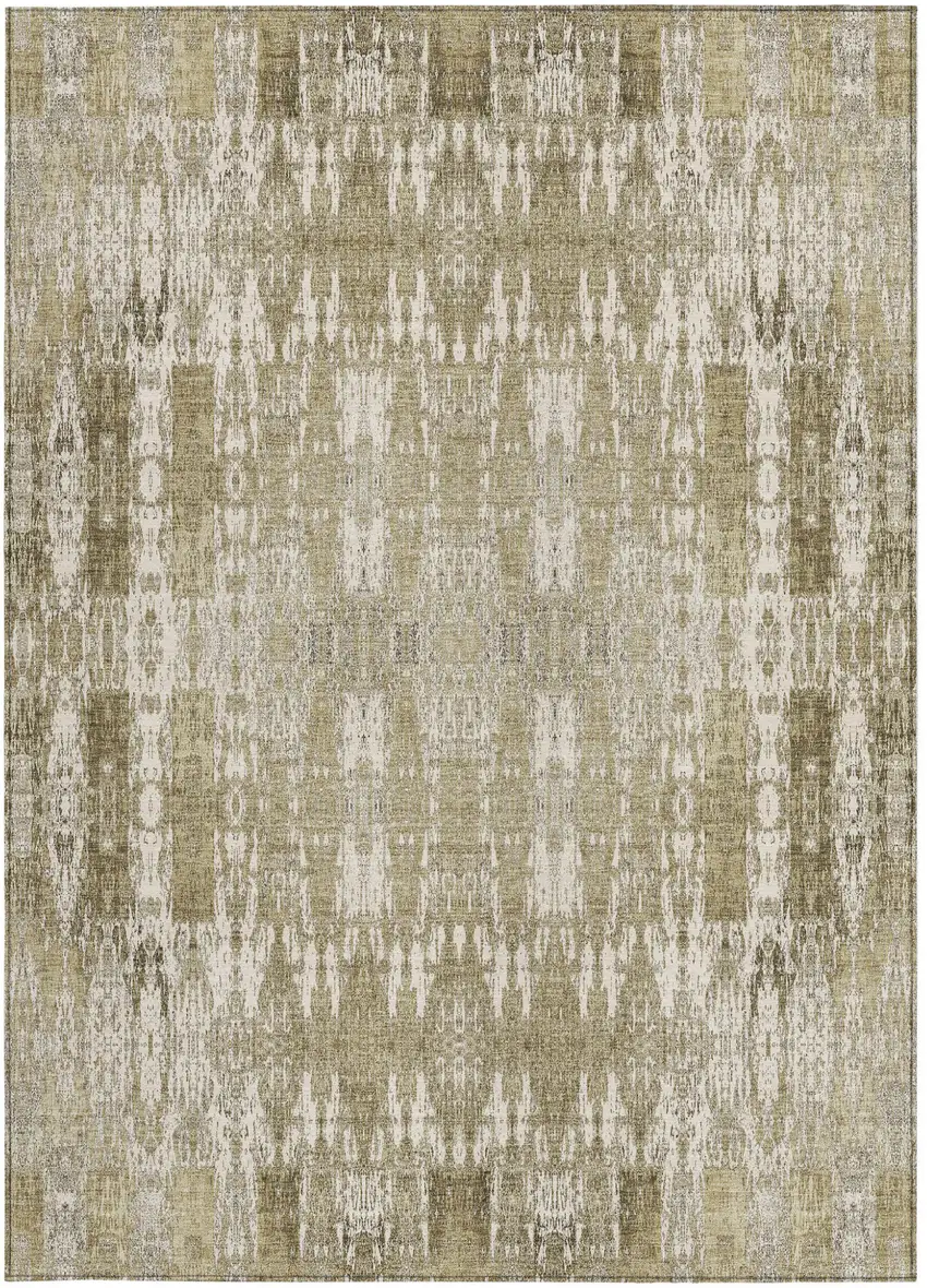 Beige Ivory And Tan Moroccan Washable Indoor Outdoor Area Rug Photo 5