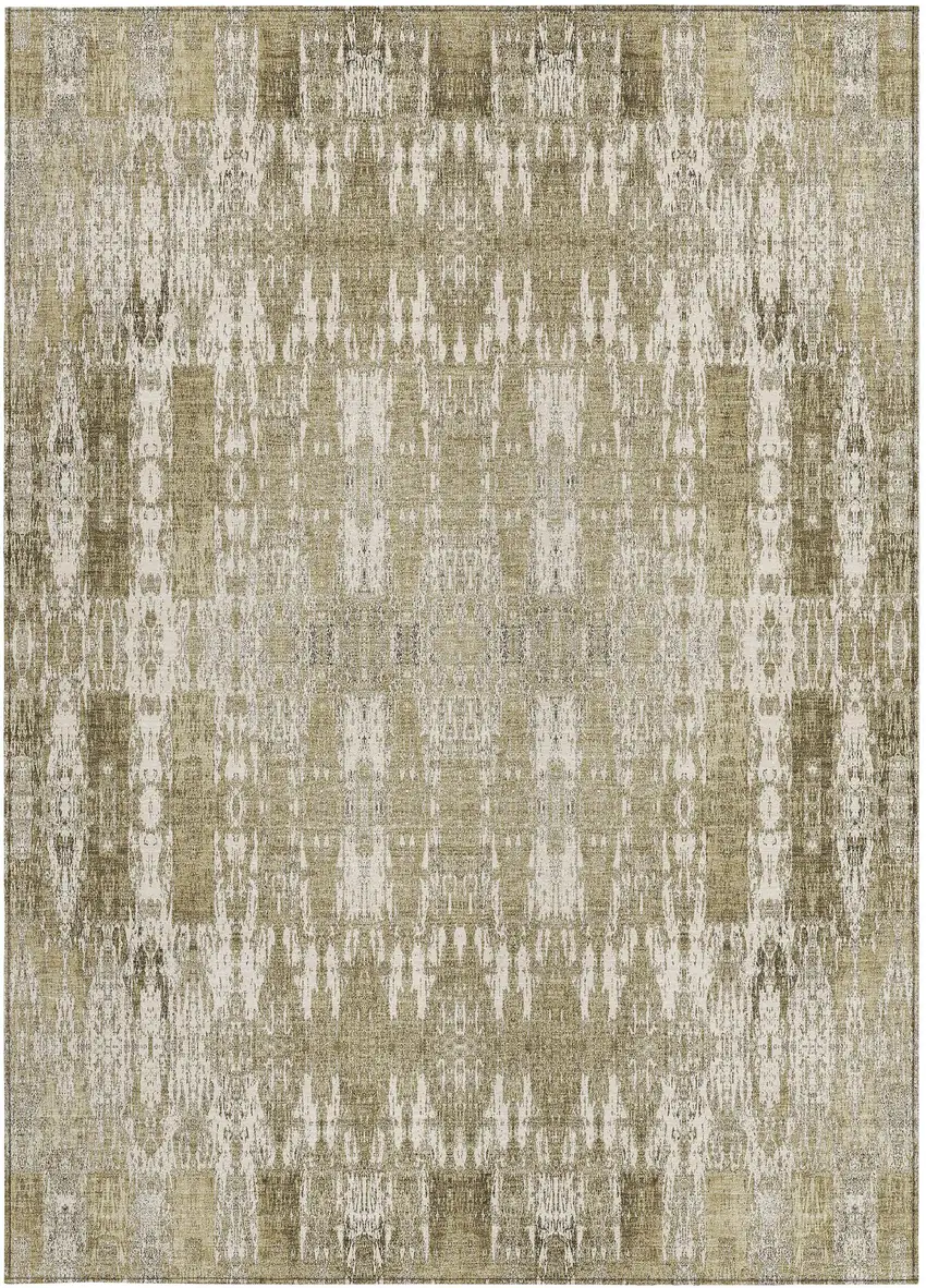 Beige Ivory And Tan Moroccan Washable Indoor Outdoor Area Rug Photo 5