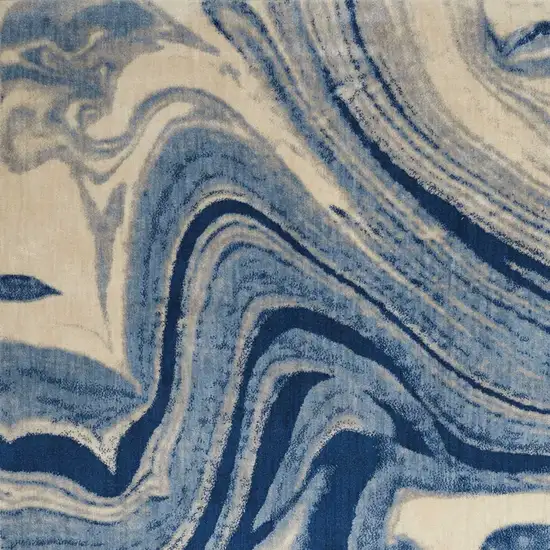 Beige Navy Blue And Light Blue Abstract Non Skid Area Rug Photo 6
