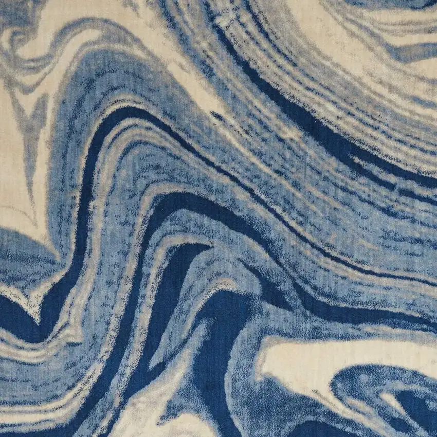 Beige Navy Blue And Light Blue Abstract Non Skid Area Rug Photo 2