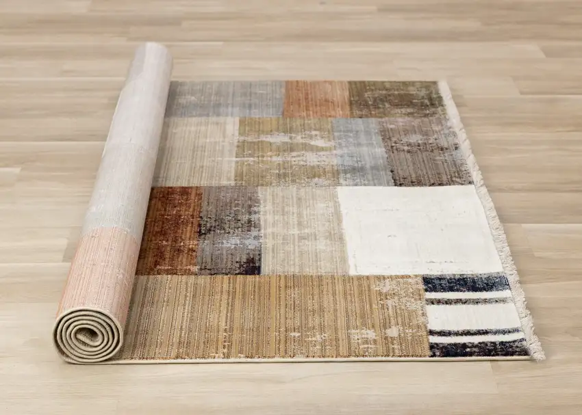 Beige Orange And Brown Geometric Area Rug Photo 8