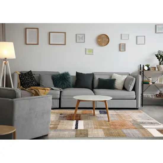 Beige Orange And Brown Geometric Area Rug Photo 4