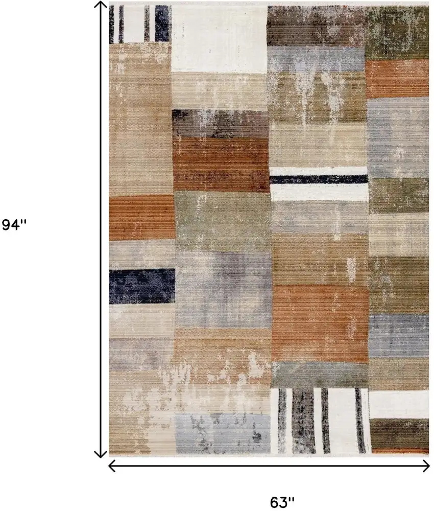 Beige Orange And Brown Geometric Area Rug Photo 3