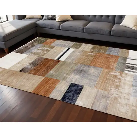 Beige Orange And Brown Geometric Area Rug Photo 1