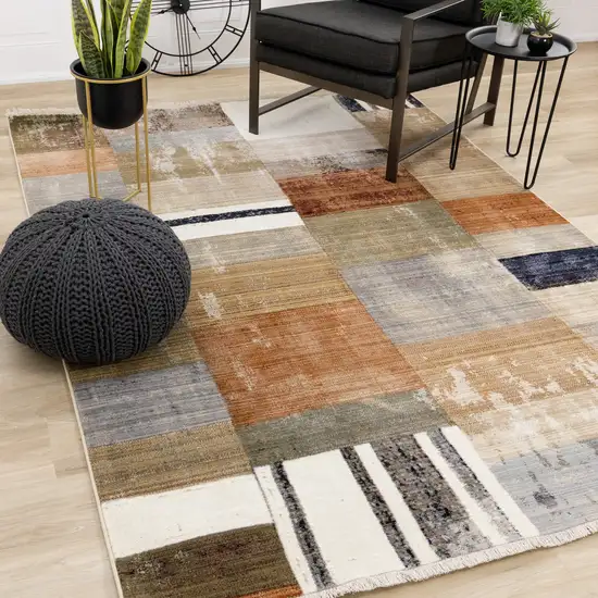 Beige Orange And Brown Geometric Area Rug Photo 4
