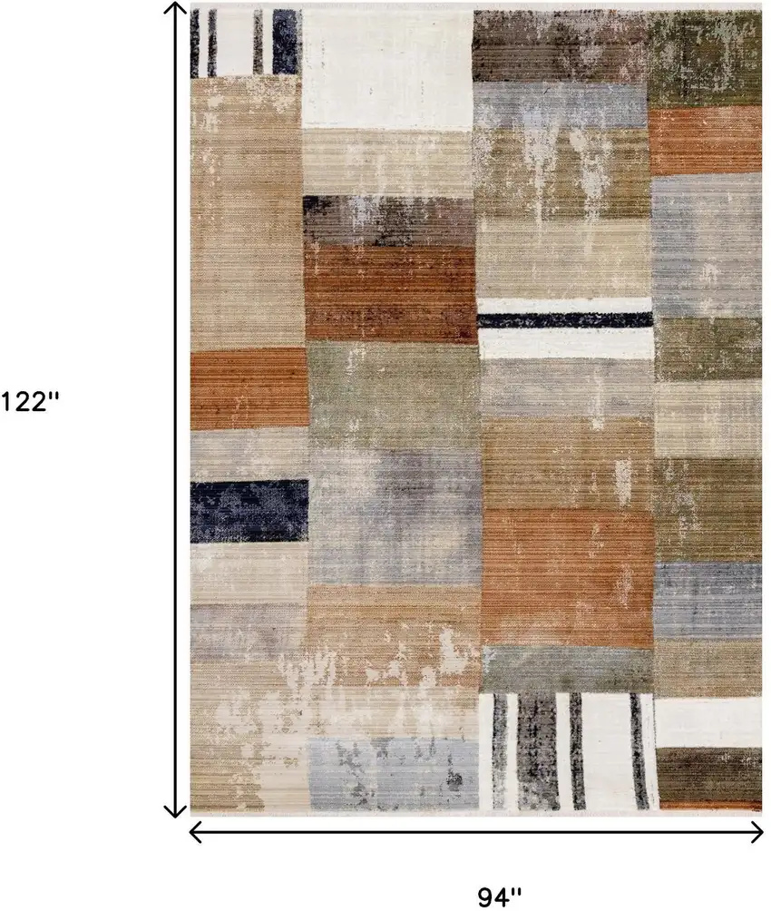 Beige Orange And Brown Geometric Area Rug Photo 3