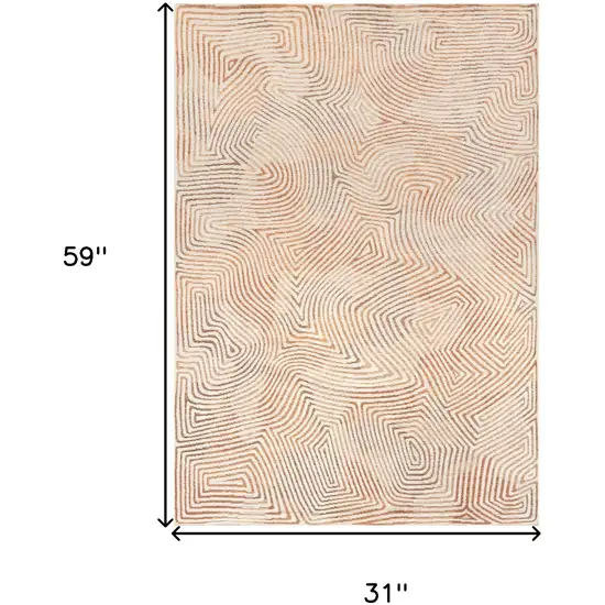 Beige Orange And Brown Geometric Washable Area Rug With UV Protection Photo 5