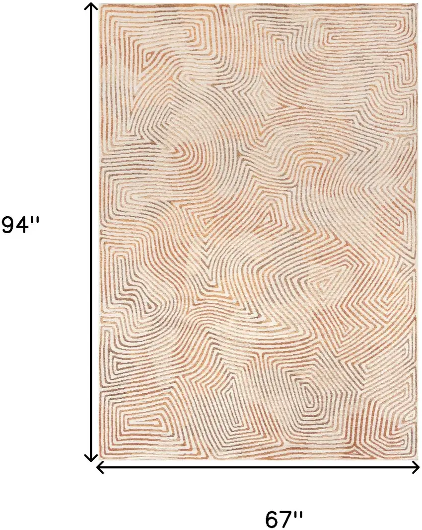 Beige Orange And Brown Geometric Washable Area Rug With UV Protection Photo 5