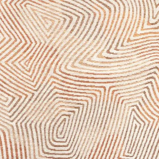 Beige Orange And Brown Geometric Washable Area Rug With UV Protection Photo 2