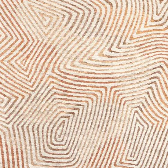 Beige Orange And Brown Geometric Washable Area Rug With UV Protection Photo 2