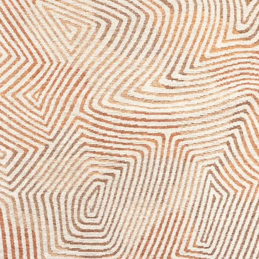 Beige Orange And Brown Geometric Washable Area Rug With UV Protection Photo 2