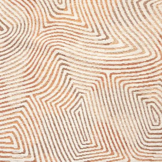 Beige Orange And Brown Geometric Washable Area Rug With UV Protection Photo 3