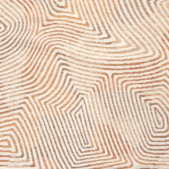Beige Orange And Brown Geometric Washable Area Rug With UV Protection Photo 9