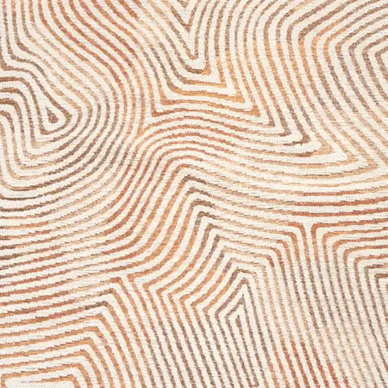 Beige Orange And Brown Geometric Washable Area Rug With UV Protection Photo 9