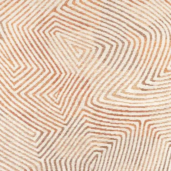 Beige Orange And Brown Geometric Washable Area Rug With UV Protection Photo 2